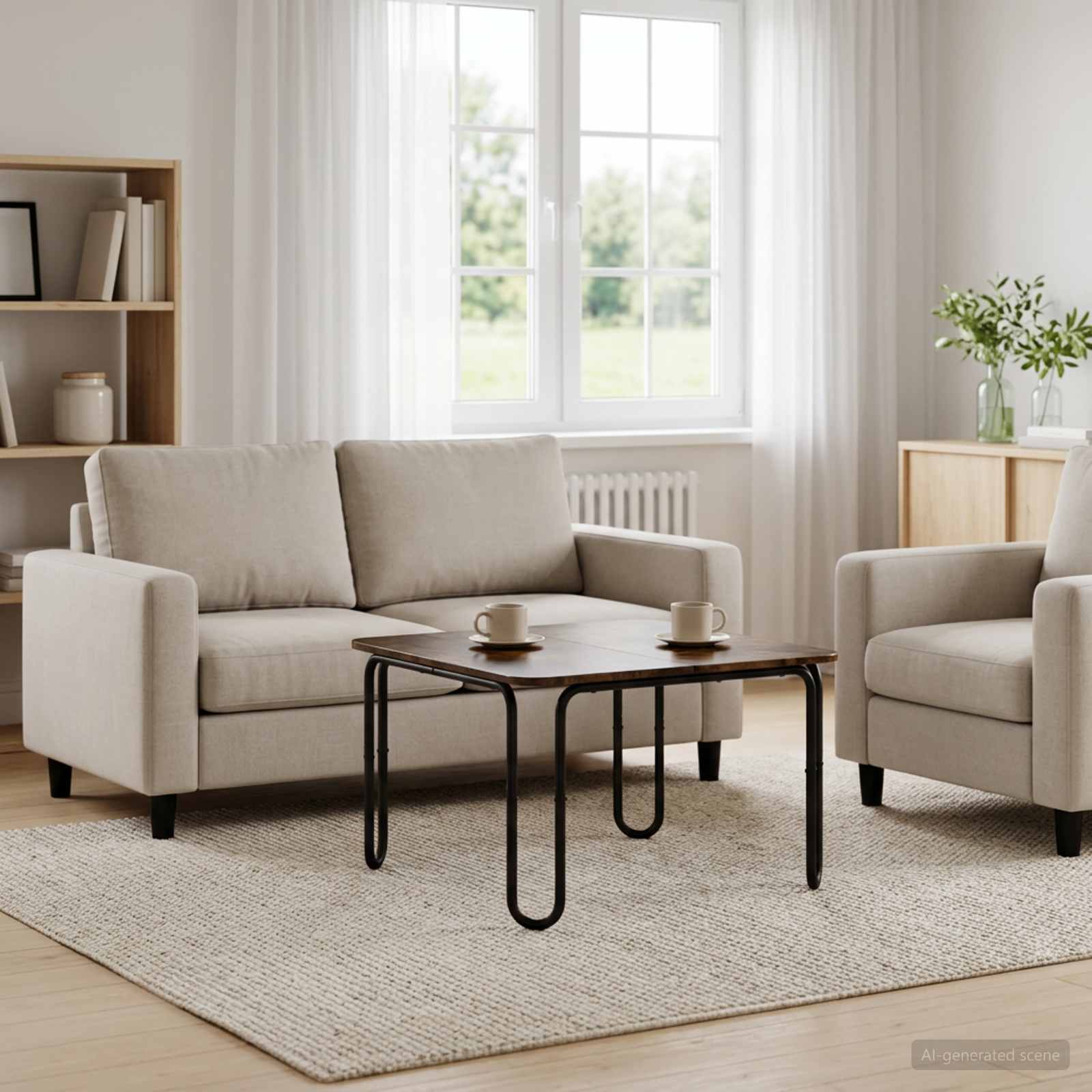 vidaXL Coffee Table Smoked Oak 59 x 59 x 45 cm Engineered Wood 1