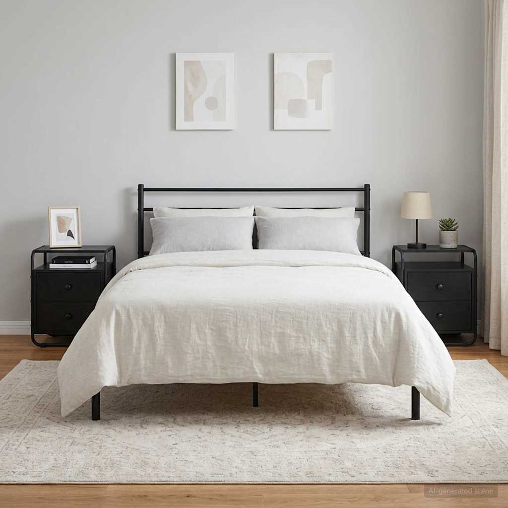 vidaXL Bedside Cabinet 2 pcs Black Oak 40 x 36.5 x 50 cm 1