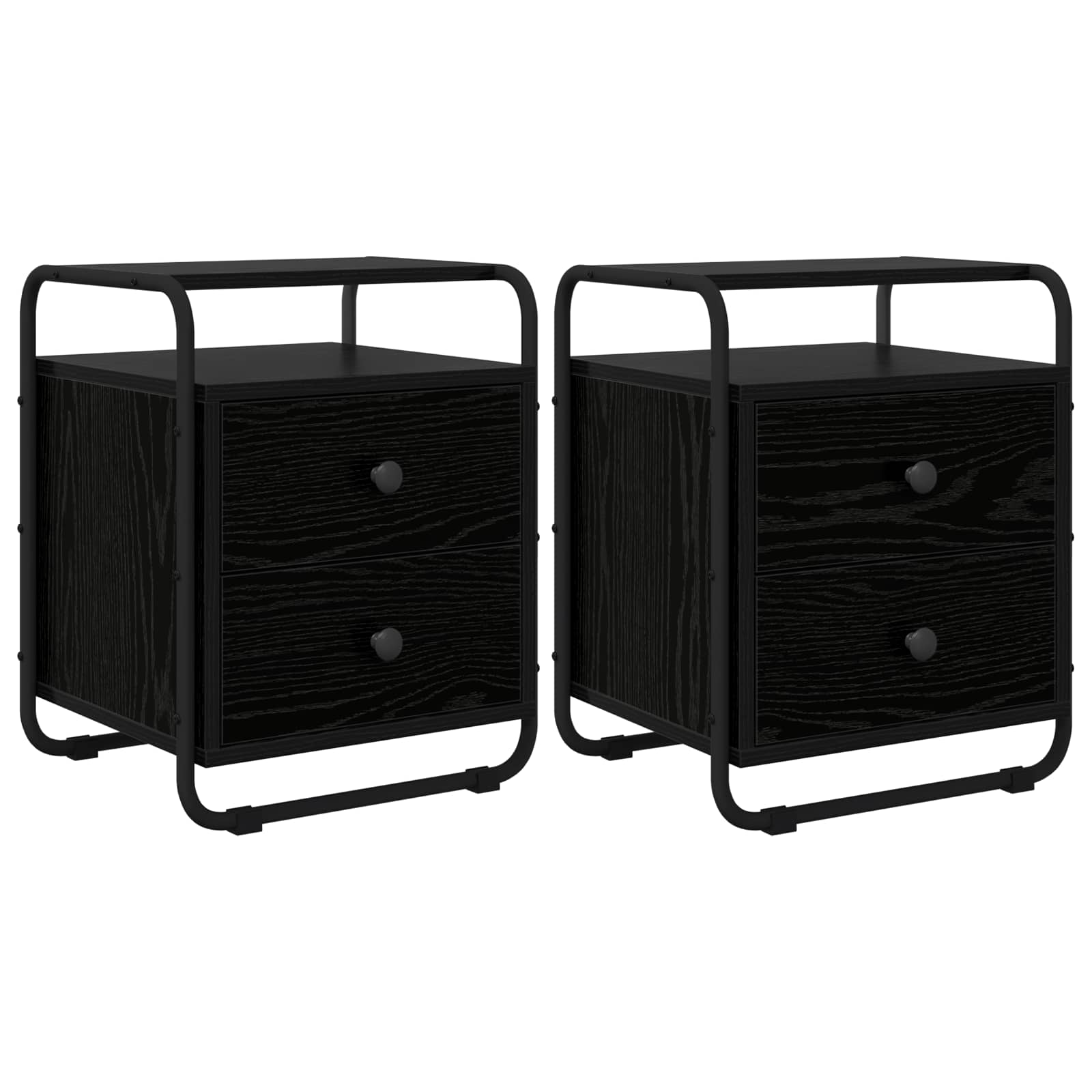 vidaXL Bedside Cabinet 2 pcs Black Oak 40 x 36.5 x 50 cm 2