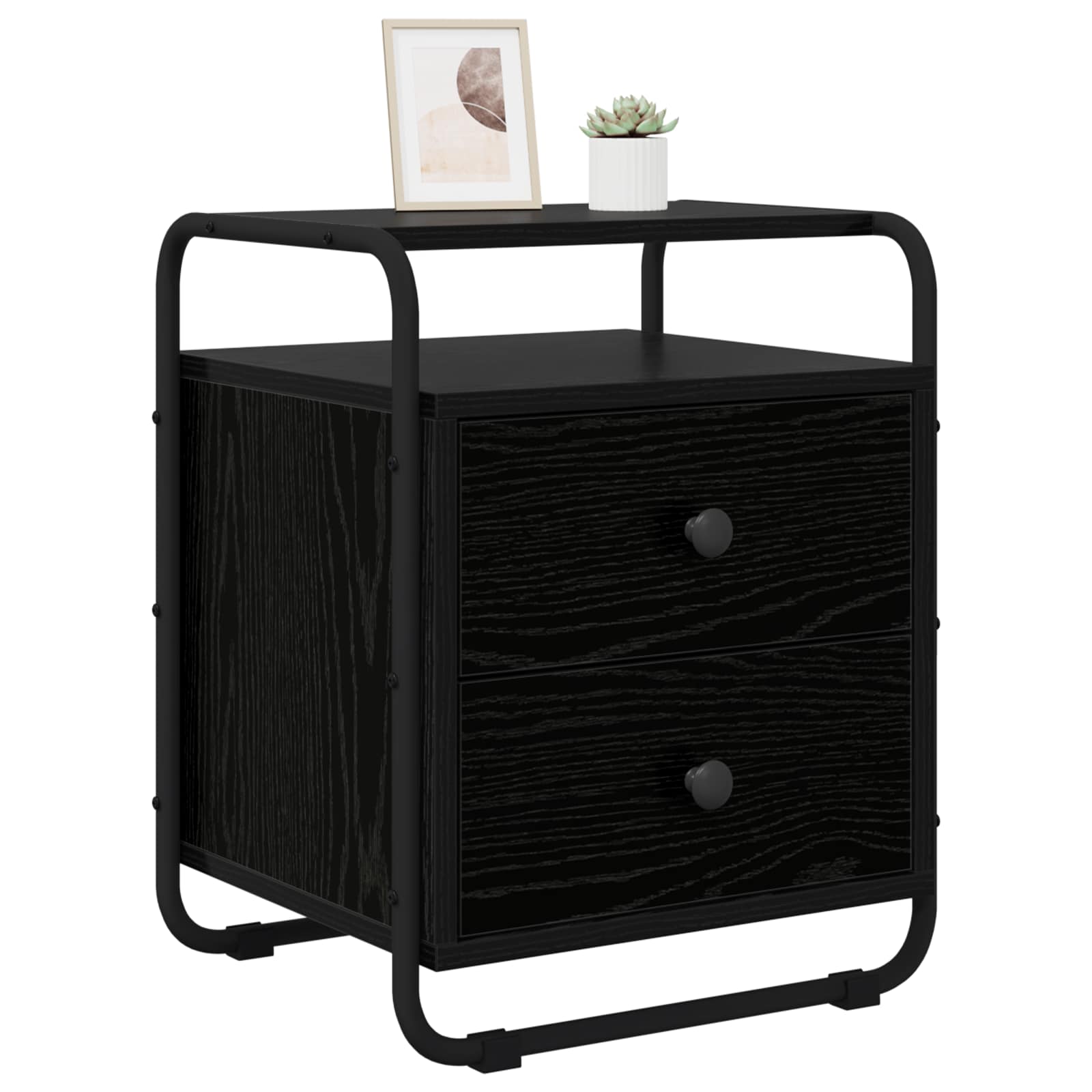 vidaXL Bedside Cabinet 2 pcs Black Oak 40 x 36.5 x 50 cm 3