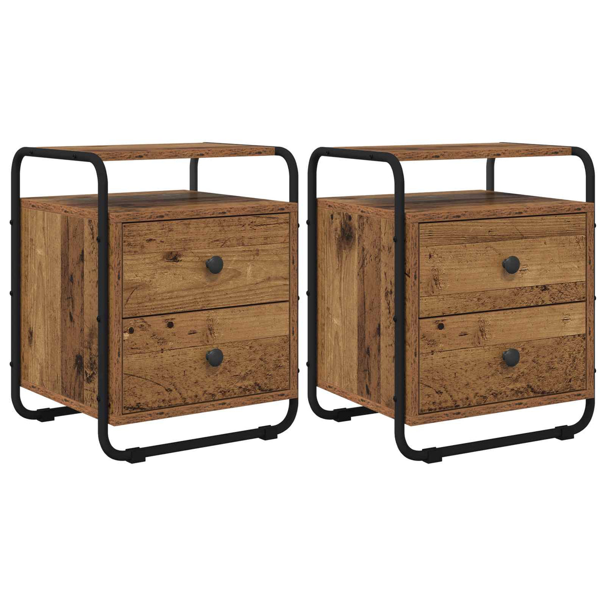 vidaXL Bedside Cabinet 2 pcs Old Wood 40 x 36.5 x 50 cm 1