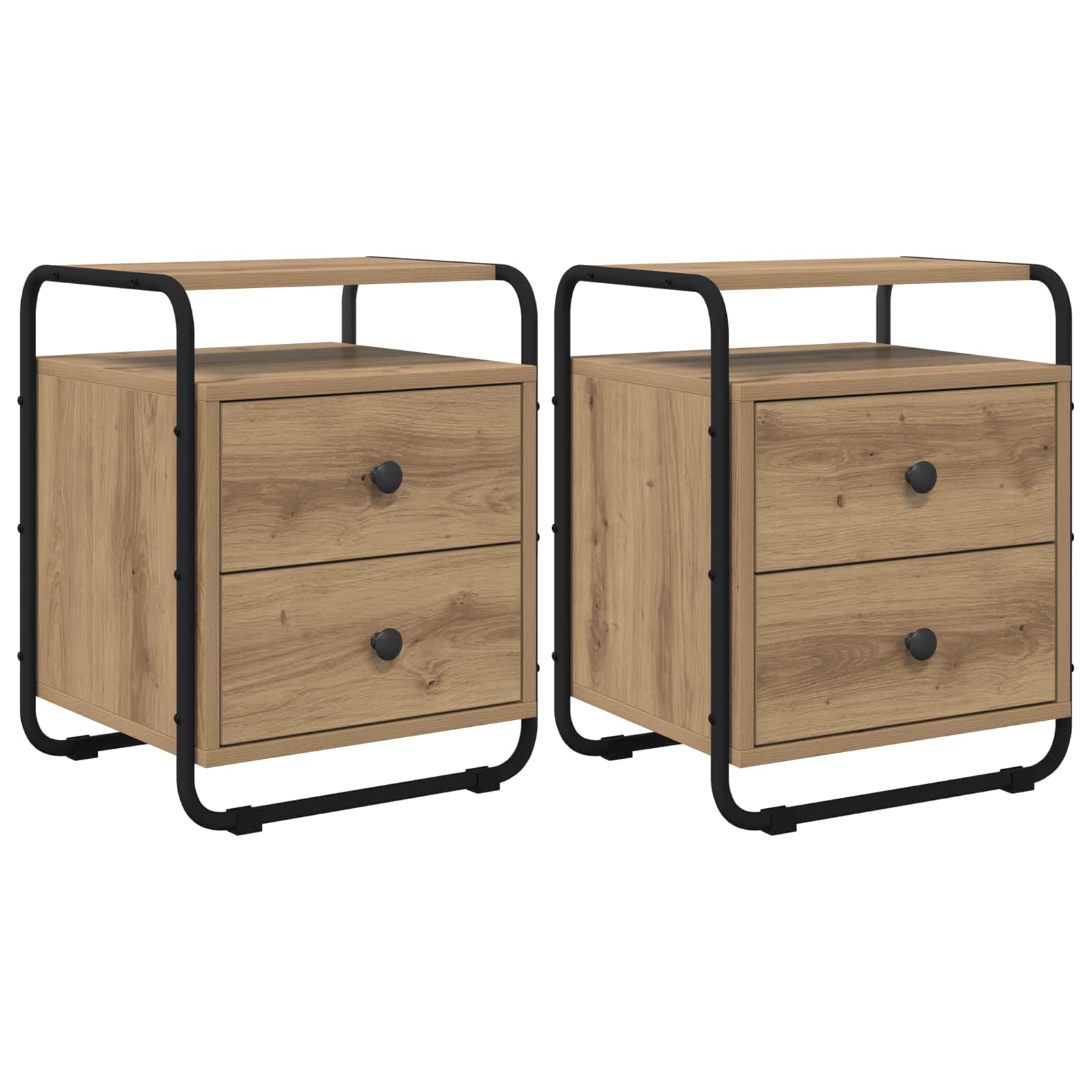 vidaXL Bedside Cabinet 2 pcs Artisan Oak 40 x 36.5 x 50 cm 1