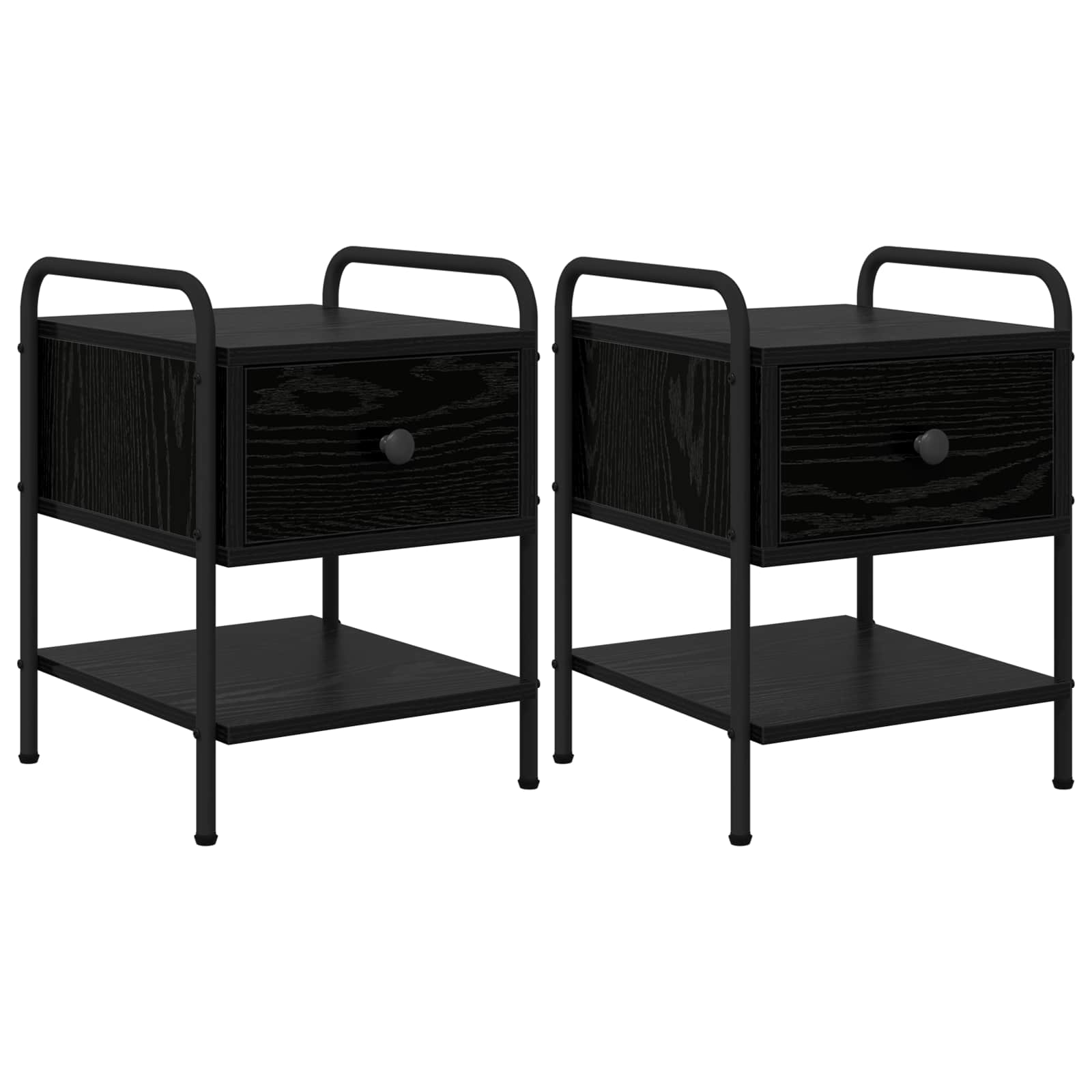 vidaXL Bedside Cabinet 2 pcs Black Oak 35 x 36.5 x 47 cm 2