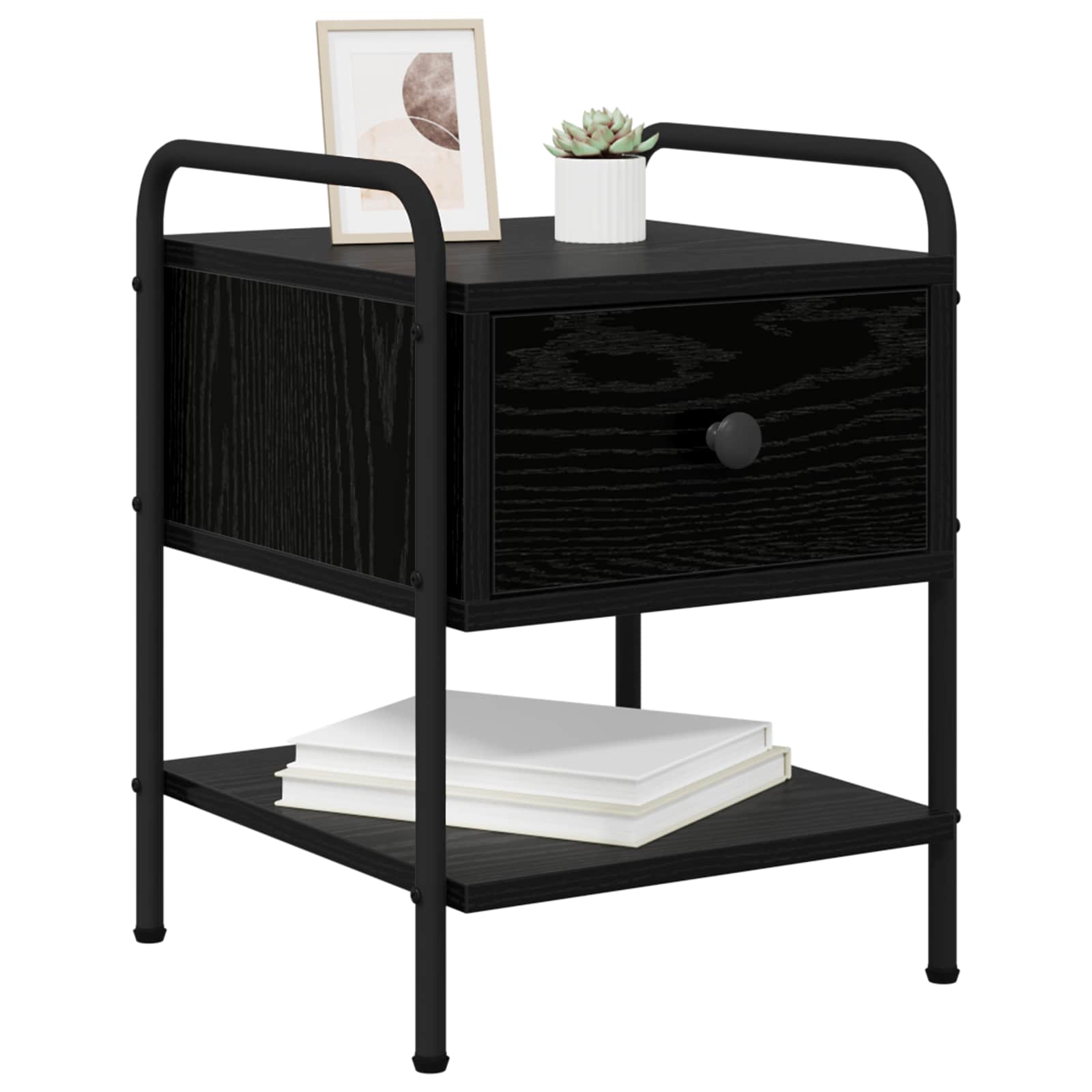 vidaXL Bedside Cabinet 2 pcs Black Oak 35 x 36.5 x 47 cm 3