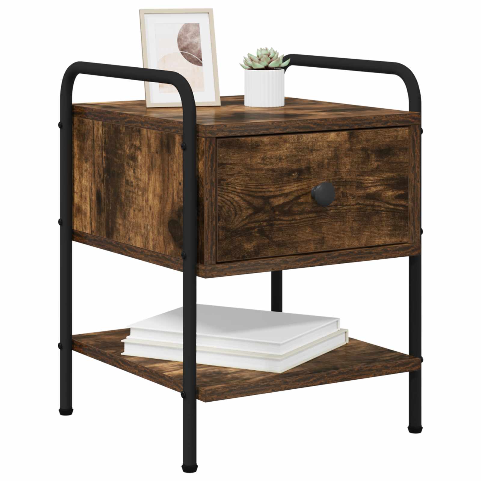 vidaXL Bedside Cabinet Smoked Oak 35 x 36.5 x 47 cm Engineered Wood 3