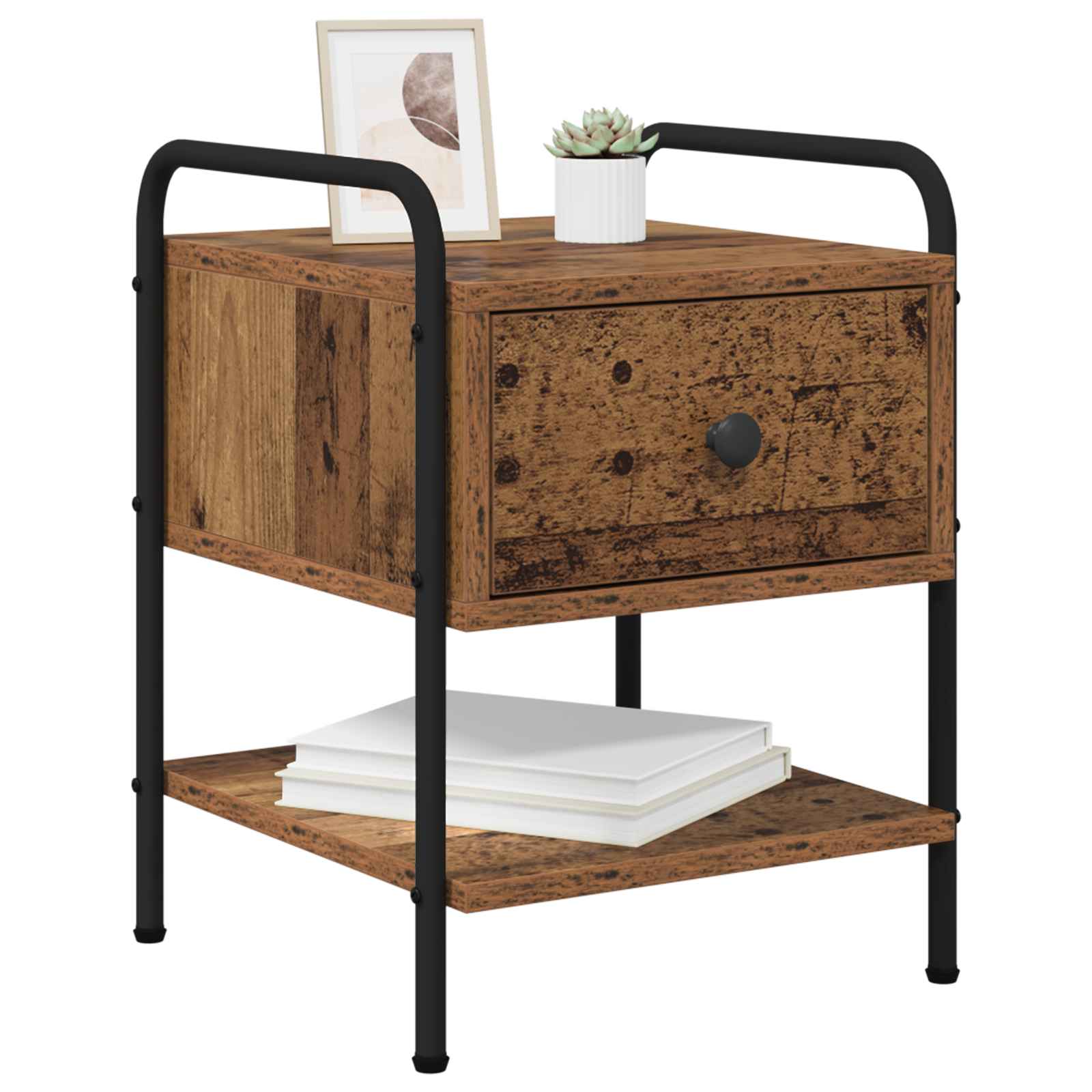 vidaXL Bedside Cabinet 2 pcs Old Wood 35 x 36.5 x 47 cm 3