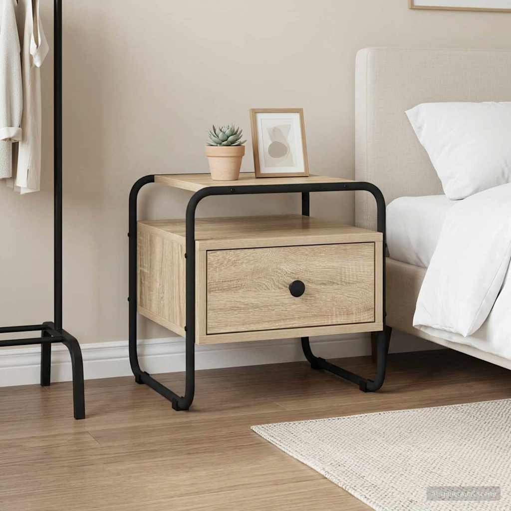 vidaXL Bedside Cabinet Sonoma Oak 40 x 39.5 x 40 cm Engineered Wood 1