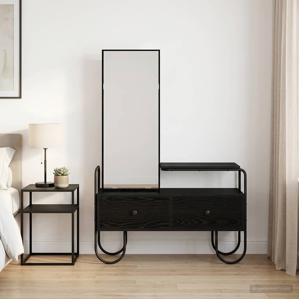 vidaXL Dressing Table Black Oak 100 x 36.5 x 136 cm Engineered Wood 1