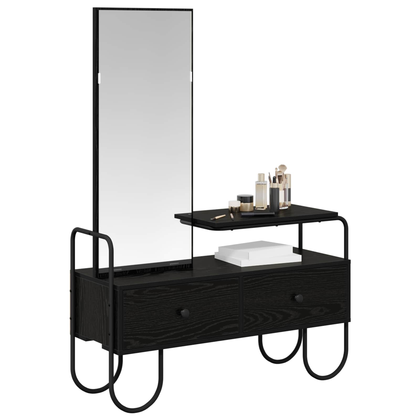 vidaXL Dressing Table Black Oak 100 x 36.5 x 136 cm Engineered Wood 3