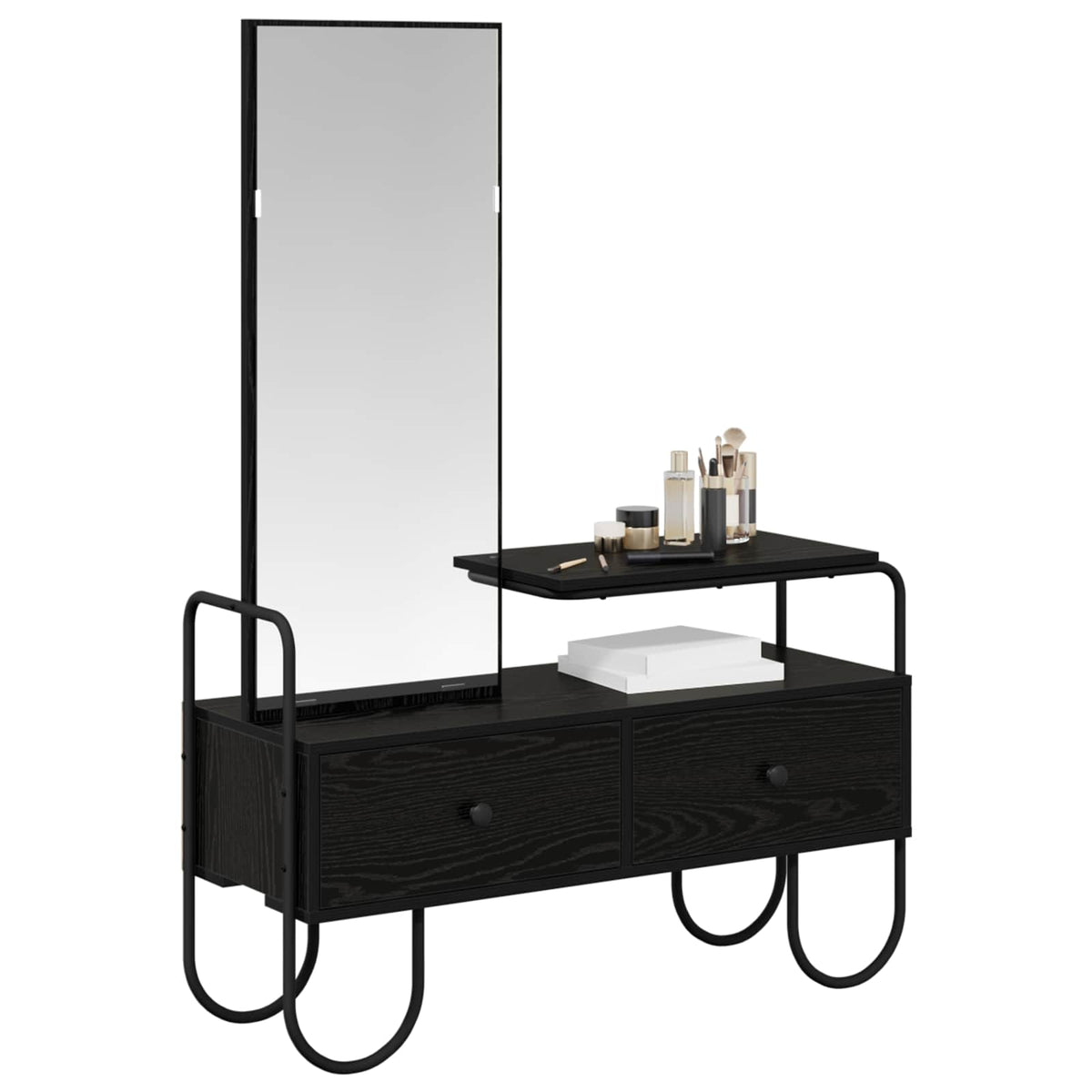 vidaXL Dressing Table Black Oak 100 x 36.5 x 136 cm Engineered Wood 3
