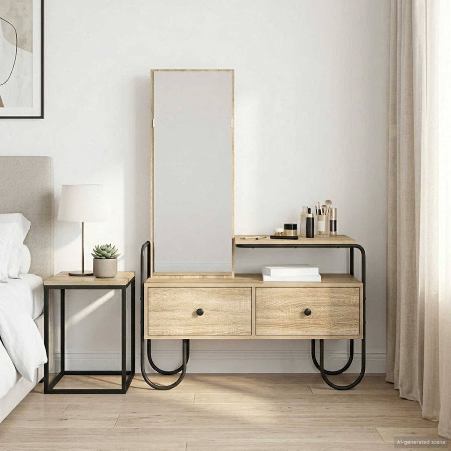 vidaXL Dressing Table Sonoma Oak 100 x 36.5 x 136 cm Engineered Wood 1