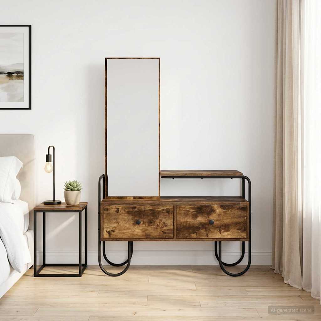 vidaXL Dressing Table Smoked Oak 100 x 36.5 x 136 cm Engineered Wood 1