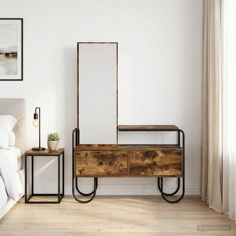 vidaXL Dressing Table Smoked Oak 100 x 36.5 x 136 cm Engineered Wood 1