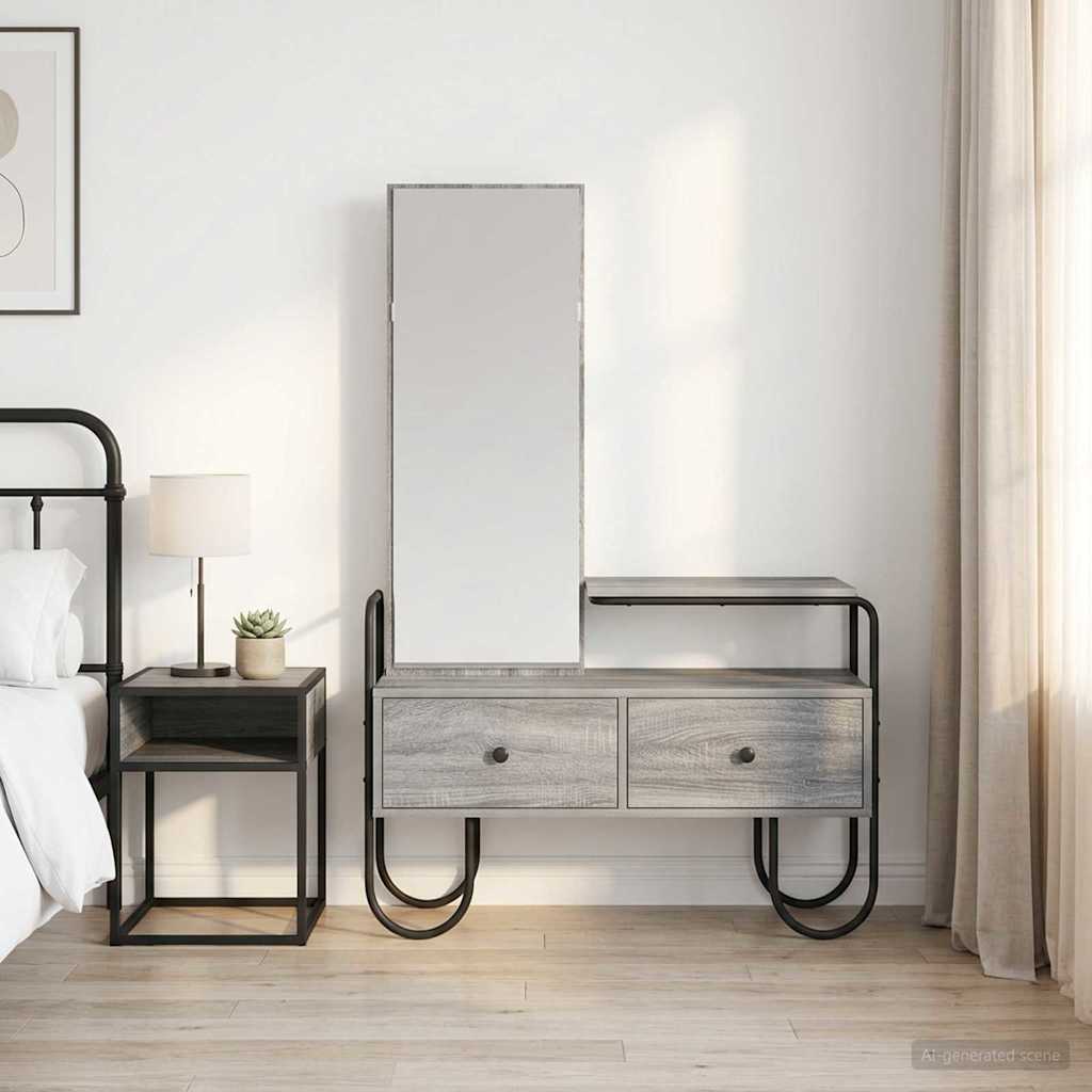 vidaXL Dressing Table Grey Sonoma 100 x 36.5 x 136 cm Engineered Wood 1