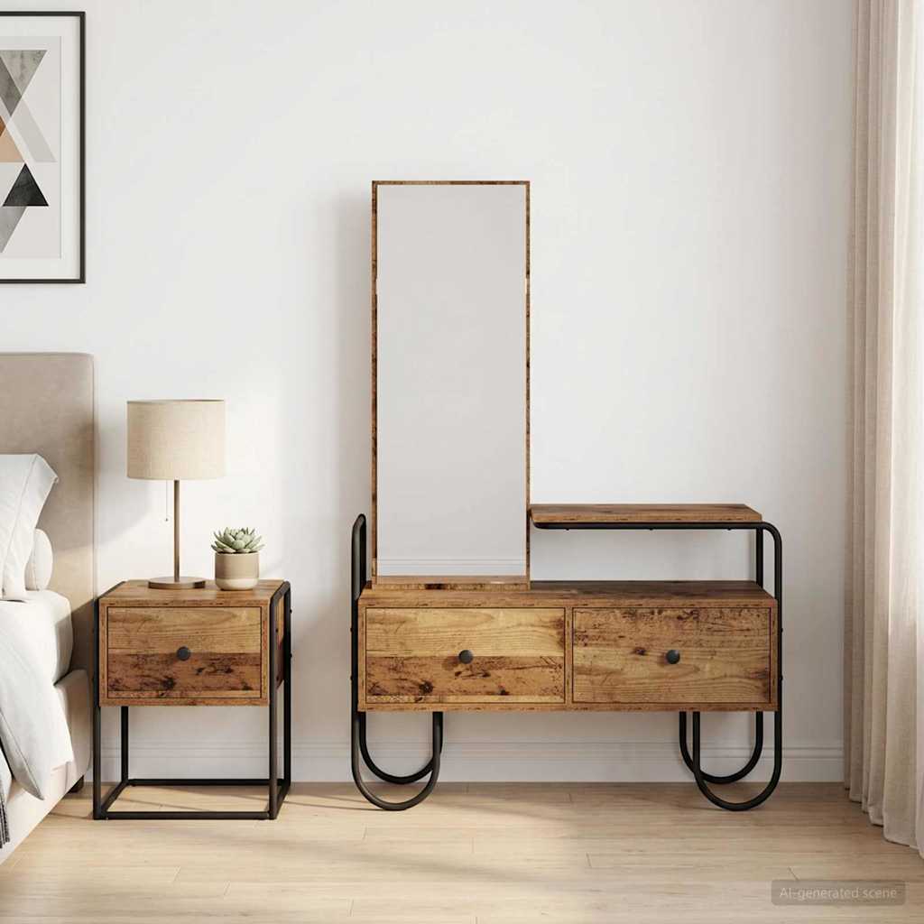 vidaXL Dressing Table Old Wood 100 x 36.5 x 136 cm Engineered Wood 1