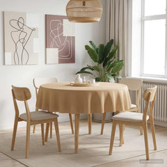 Table Cloth Polyester Rectangular 5 Beige Ø 140 cm