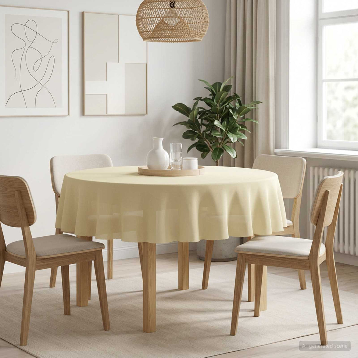 vidaXL Table Cloth 5 pcs Cream White Dia. 140 cm Polyester Round 1