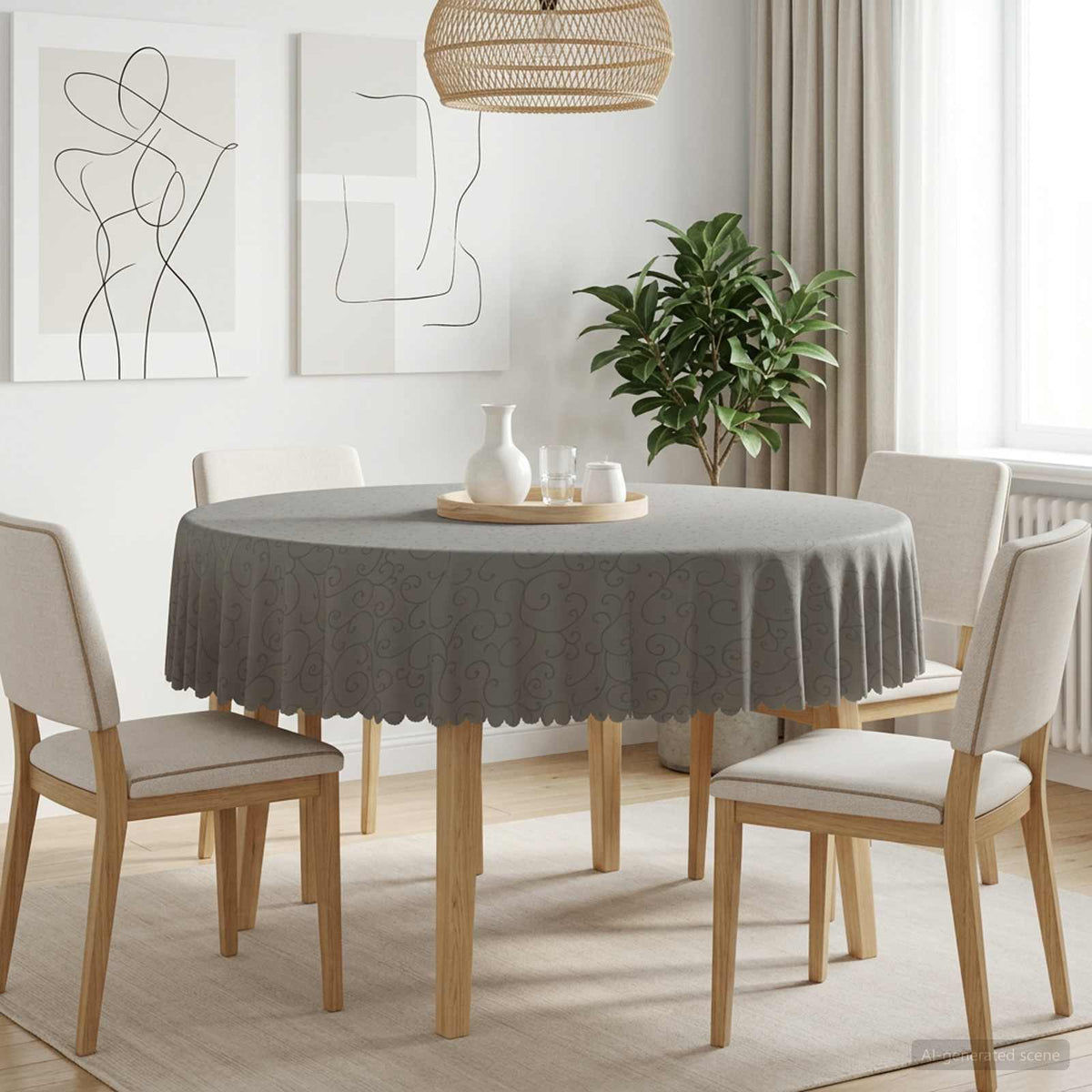 vidaXL Table Cloth 5 pcs Light Grey Dia. 140 cm Round 1