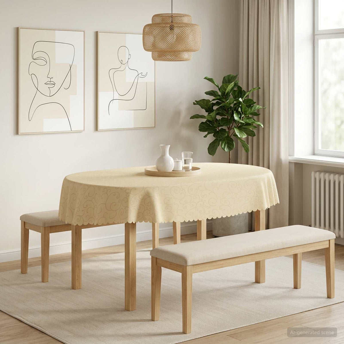 vidaXL Table Cloth Rectangular 5 pcs Cream White