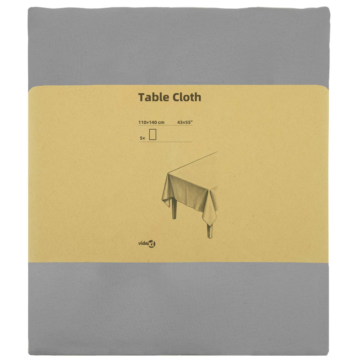 vidaXL Table Cloth 5 pcs Rectangular Light Grey 110 x 140 cm Polyester 3