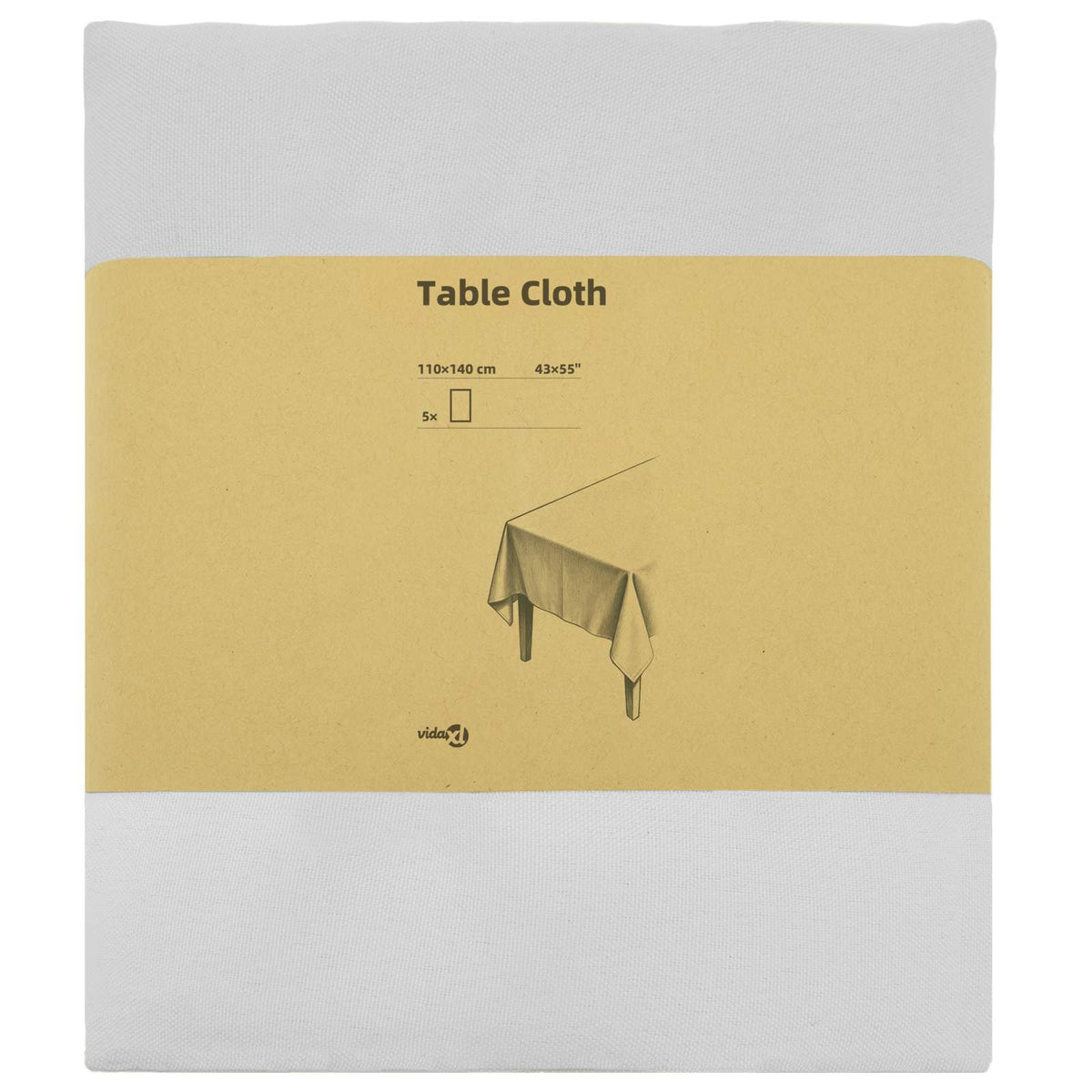 vidaXL Table Cloth 5 pcs Rectangular White 110 x 140 cm Polyester 3
