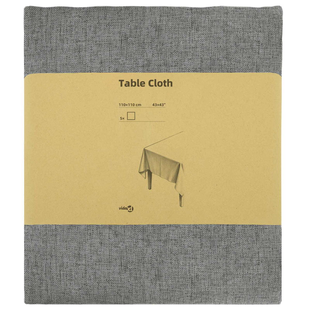 vidaXL Table Cloth 5 pcs Light Grey 110 x 110 cm Square 3