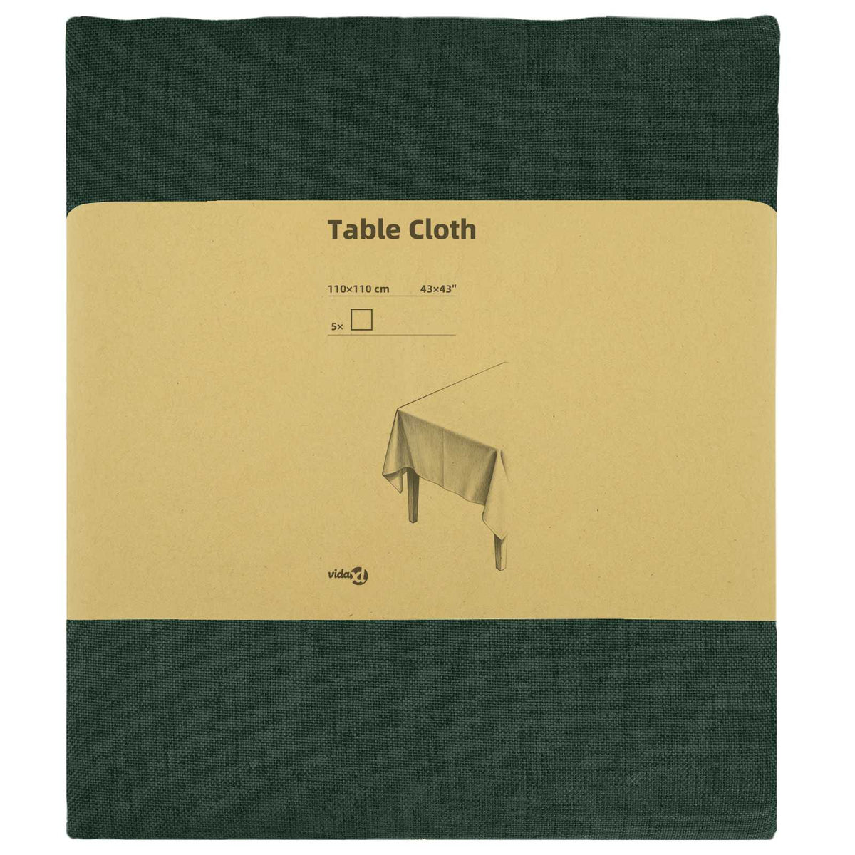 vidaXL Table Cloth 5 pcs Dark Green 110 x 110 cm Square 3