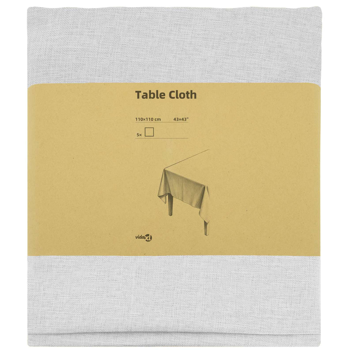 vidaXL Table Cloth 5 pcs White 110 x 110 cm Square 3