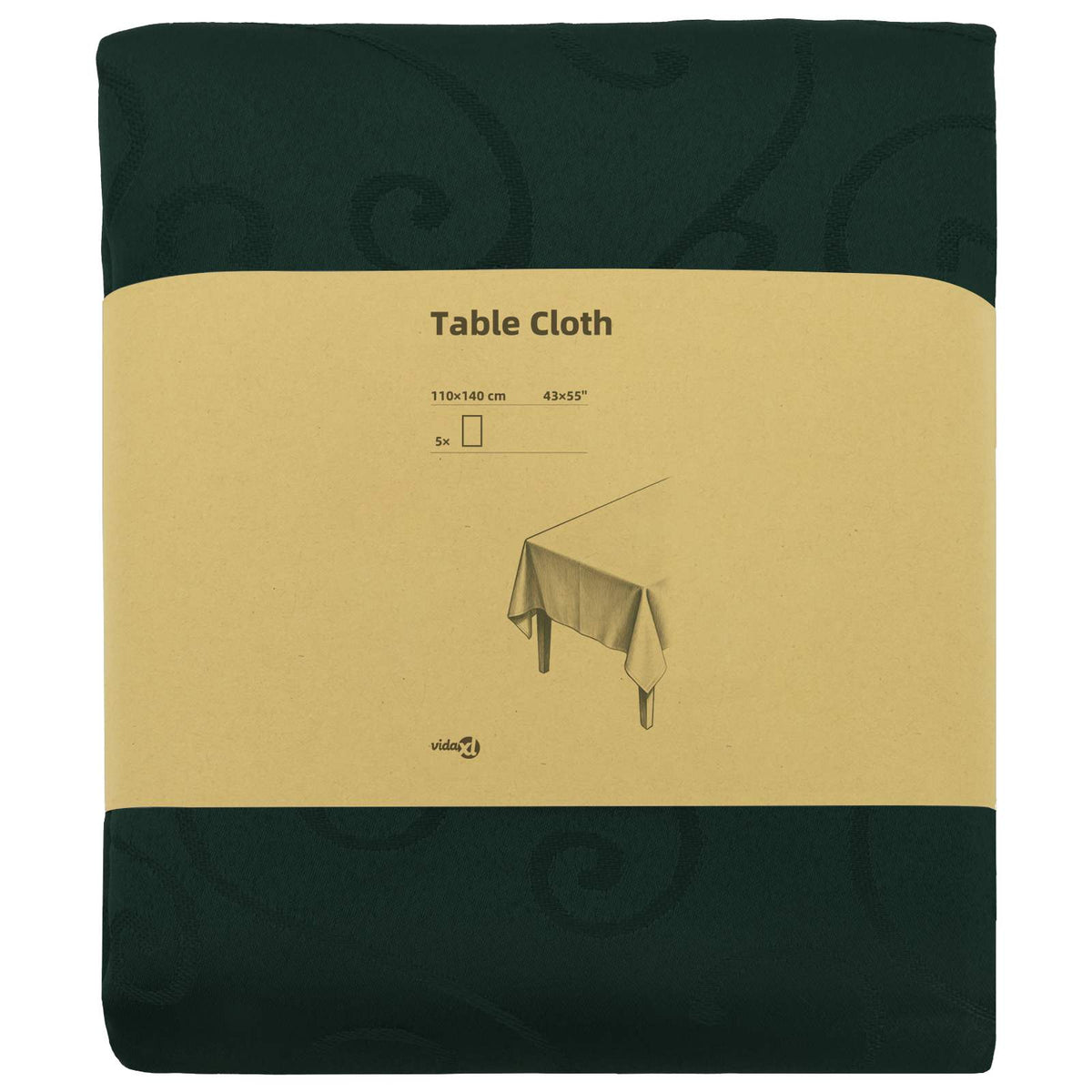 vidaXL Table Cloth 5 pcs Rectangular Dark Green 110 x 140 cm 3