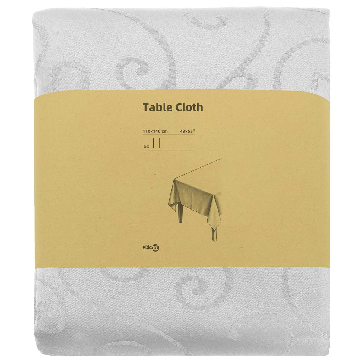 vidaXL Table Cloth 5 pcs Rectangular White 110 x 140 cm 3