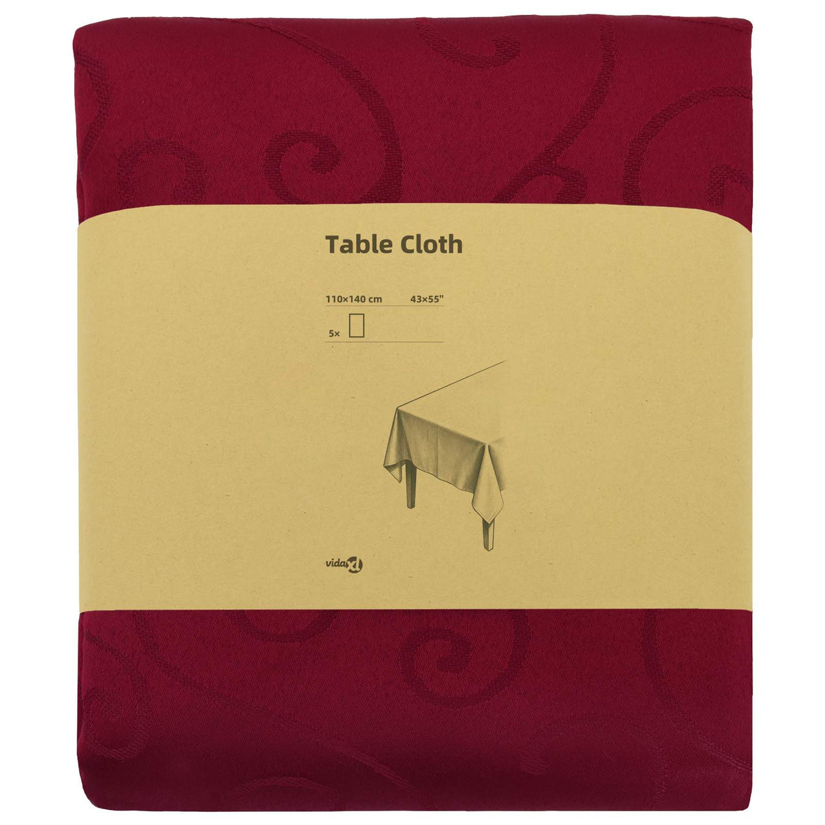 vidaXL Table Cloth 5 pcs Rectangular Wine Red 110 x 140 cm 3