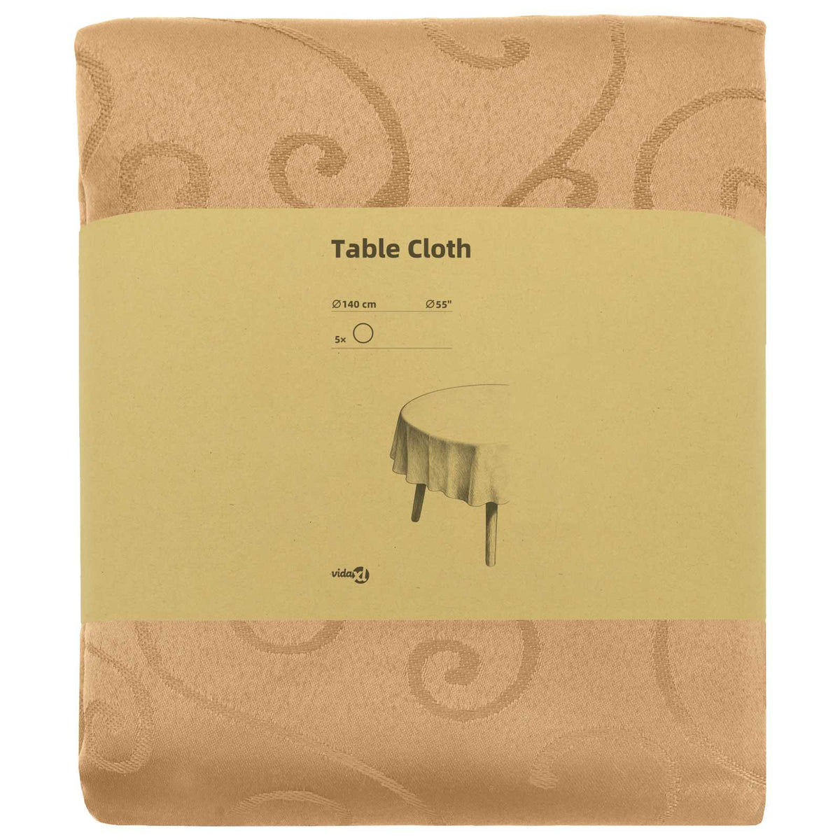 Table Cloth Rectangular 5 Beige Ø 140 cm
