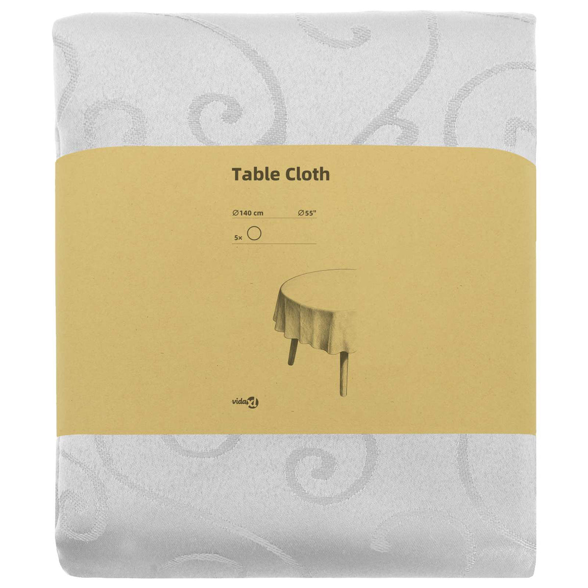 Table Cloth Rectangular 5 White Ø 140 cm