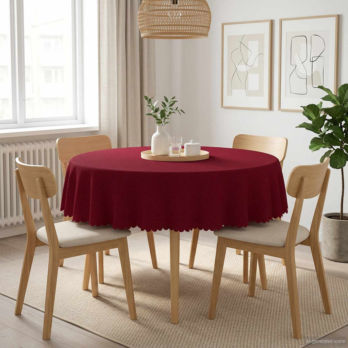 vidaXL Table Cloth 5 pcs Wine Red Dia. 140 cm Round 1