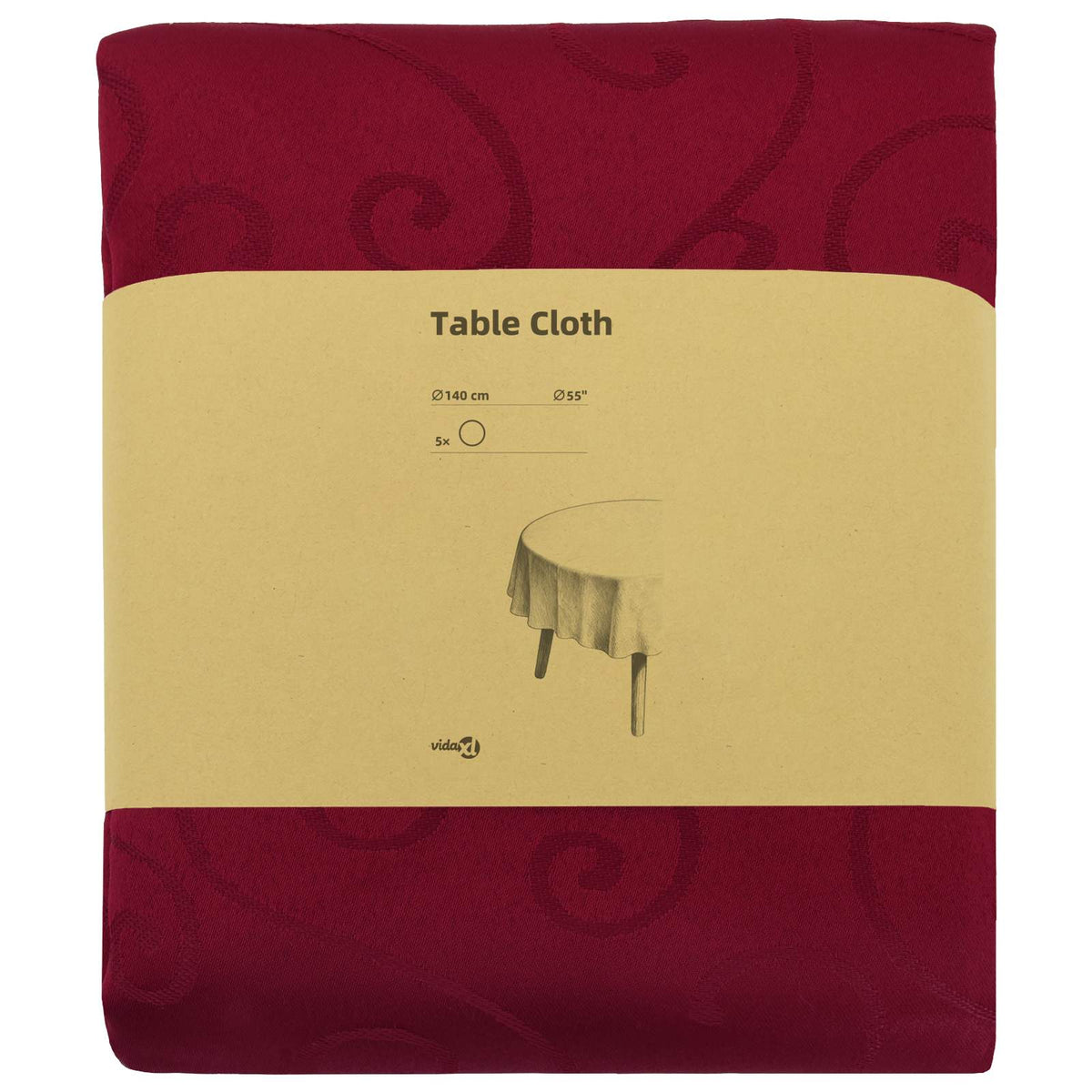 vidaXL Table Cloth 5 pcs Wine Red Dia. 140 cm Round 3