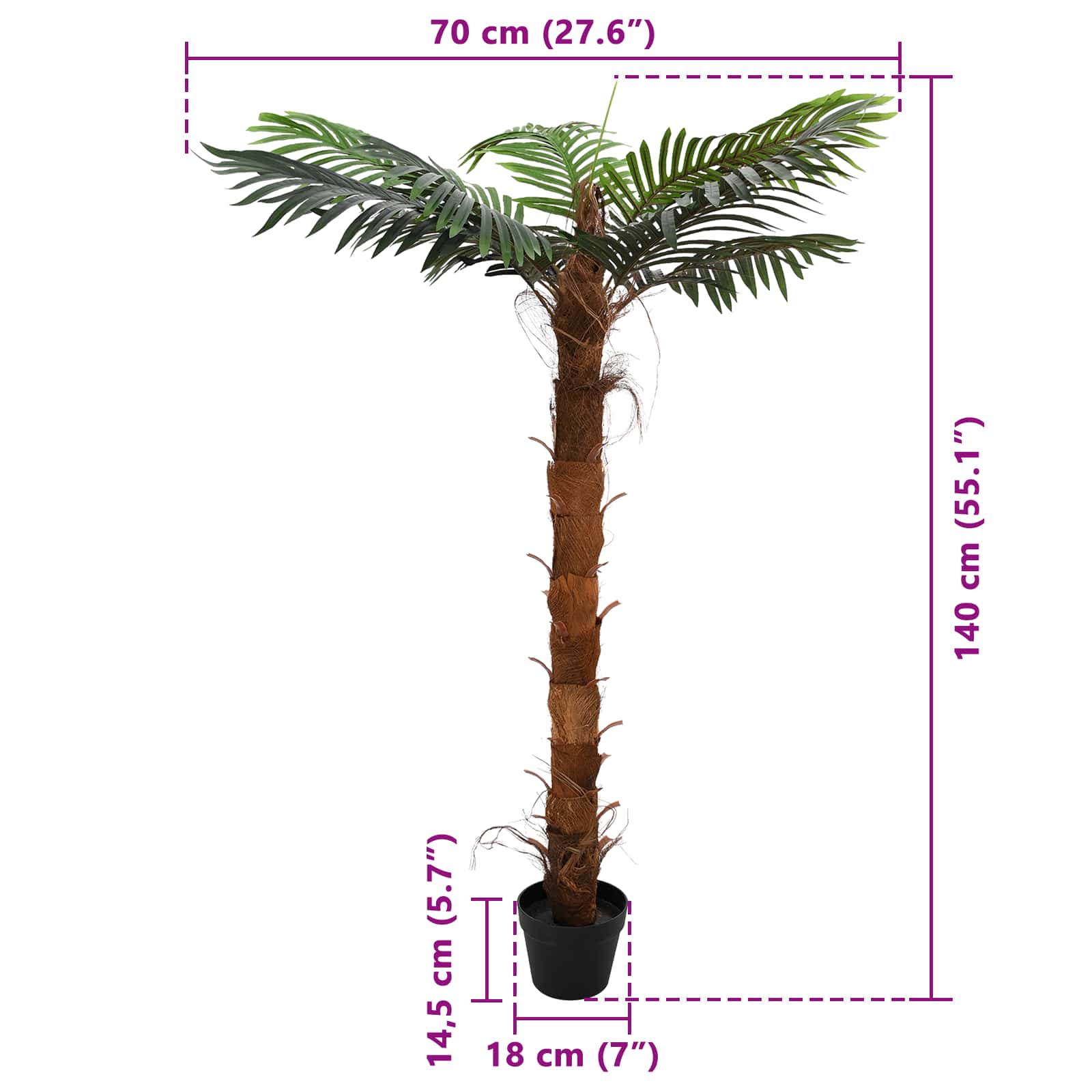 vidaXL Artificial Cocuspalm Tree Green 70 x 18 x 140 cm 6