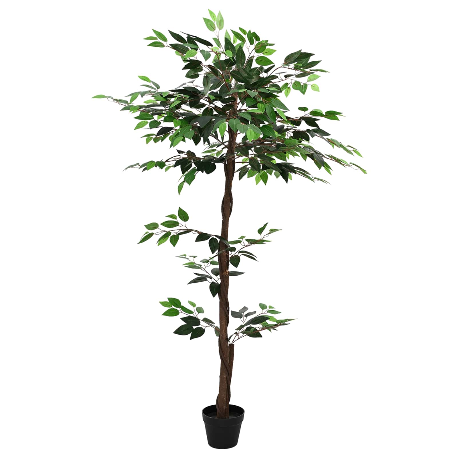 vidaXL Artificial Ficus Plant Green 85 x 18 x 160 cm Fabric and Wood 3