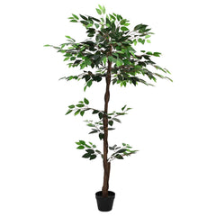 vidaXL Artificial Ficus Plant Green 85 x 18 x 160 cm Fabric and Wood 3