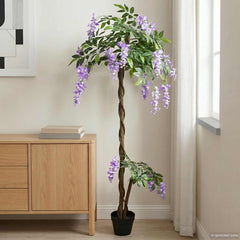 vidaXL Artificial Bean Flower Tree Purple 80 x 18 x 160 cm 1