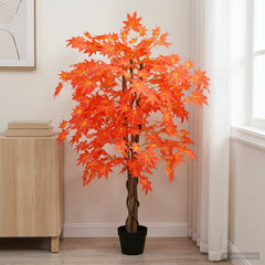 vidaXL Artificial Maple Tree Red 80 x 16 x 120 cm Fabric and Wood 1