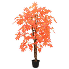 vidaXL Artificial Maple Tree Red 80 x 16 x 120 cm Fabric and Wood 3