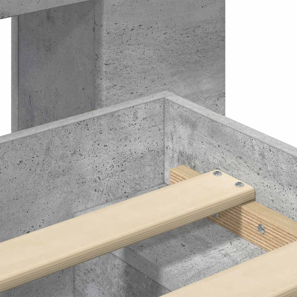 Bed Frame with Storage Length 200 cm without Centre Shelf Concrete Grey 80 cm