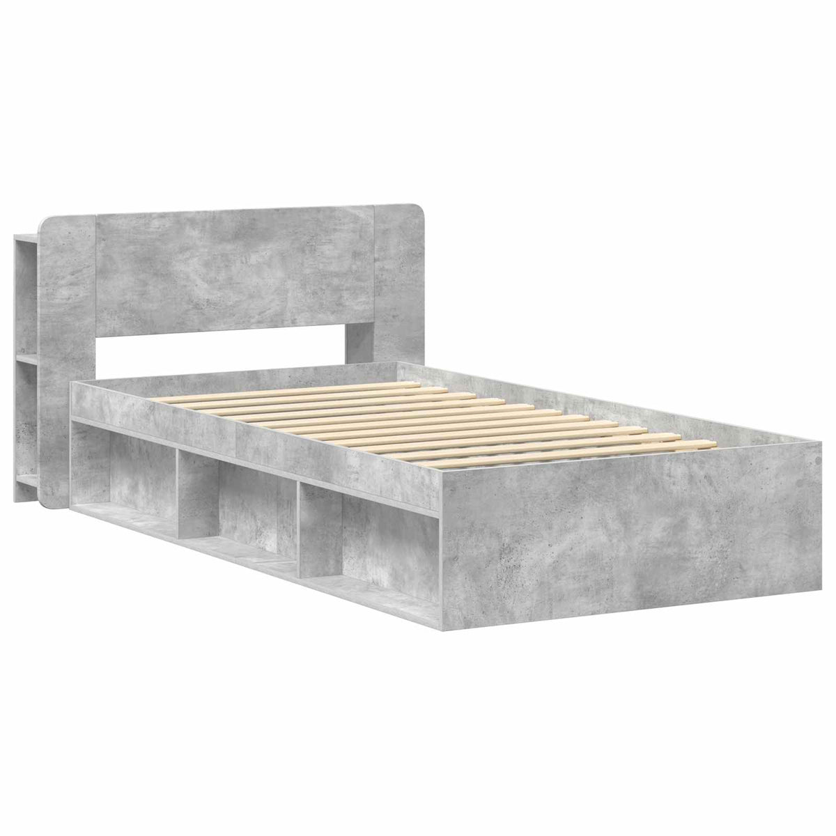 Bed Frame with Storage Length 200 cm without Centre Shelf Concrete Grey 80 cm