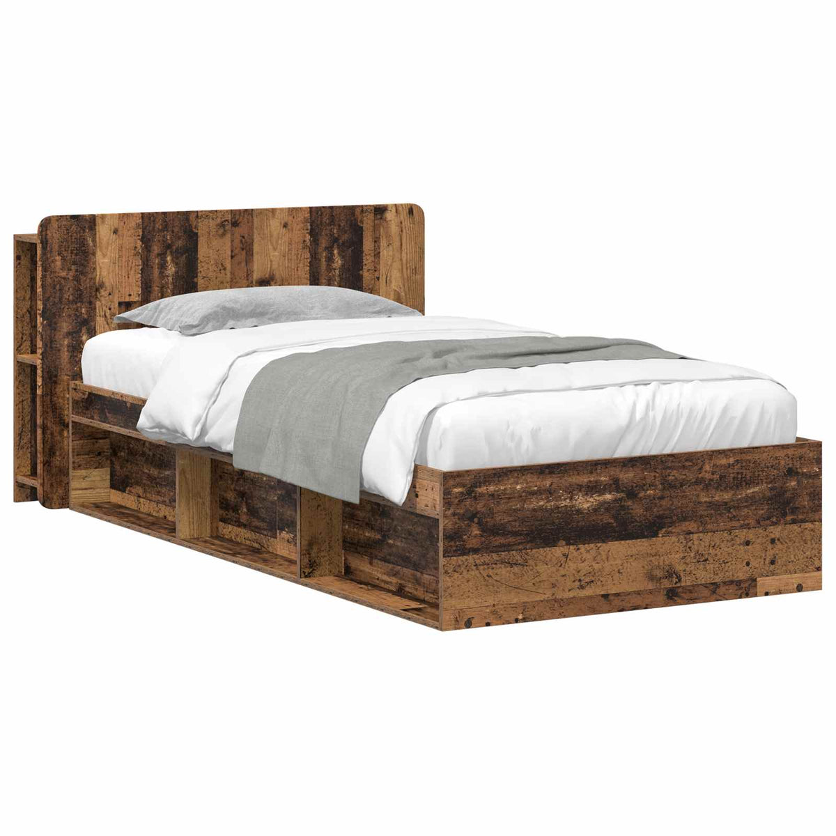 Bed Frame Storage Engineered Wood without Centre Shelf Old