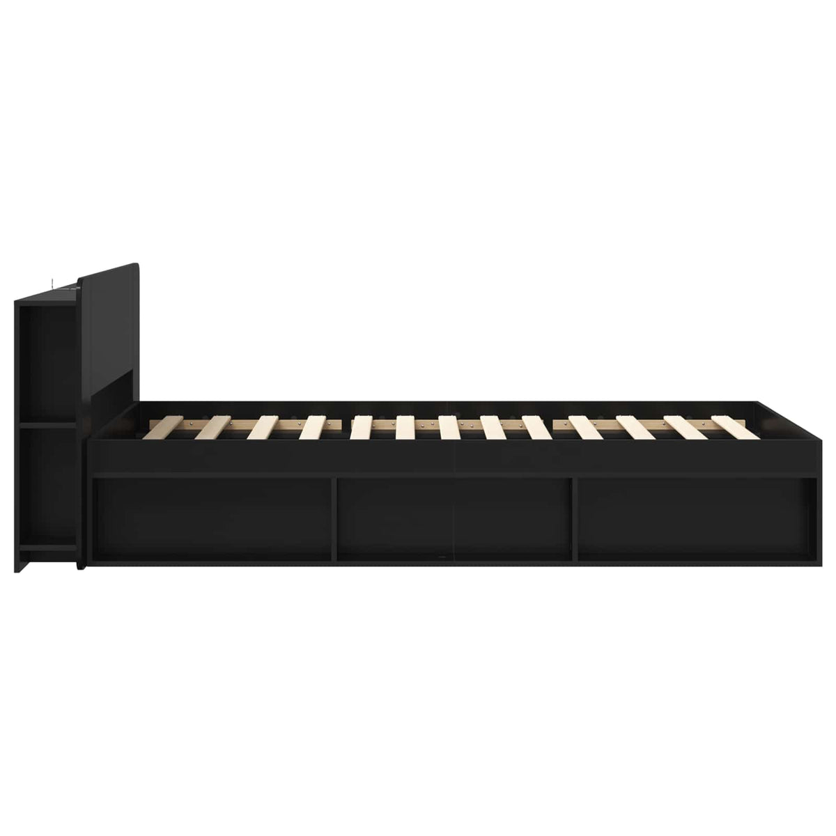 vidaXL Bed Frame with Storage Black 90 x 200 cm Engineered Wood 4