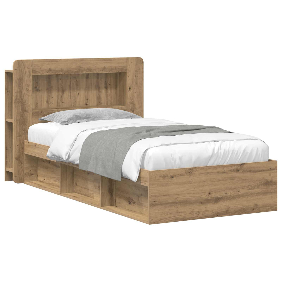 Bed Frame Storage Engineered Wood Centre Shelf Artisan oak