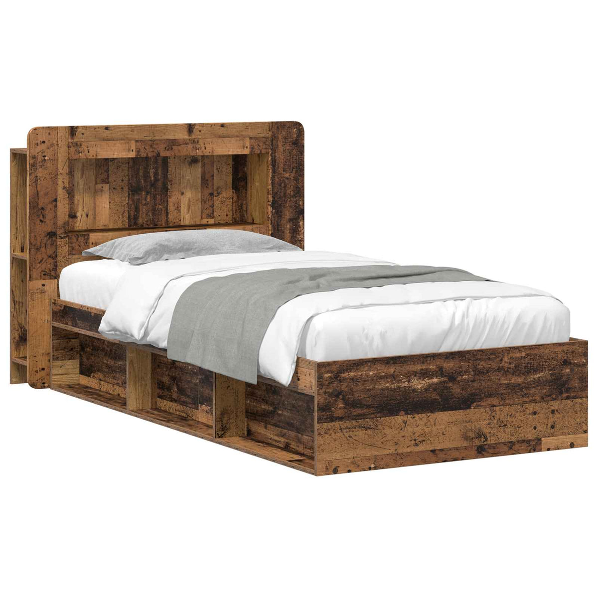 Bed Frame Storage Engineered Wood Centre Shelf Old
