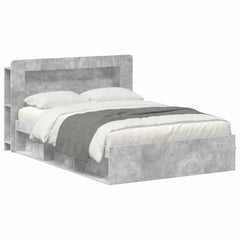 Bed Frame with Storage 140 x 200 cm with Centre Shelf Concrete grey