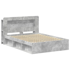 Bed Frame with Storage 140 x 200 cm with Centre Shelf Concrete grey