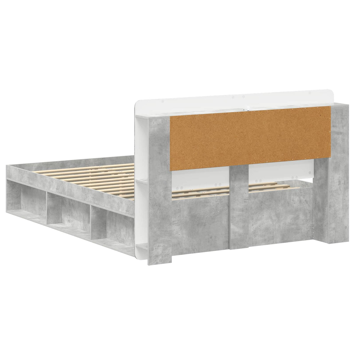 Bed Frame with Storage 140 x 200 cm with Centre Shelf Concrete grey